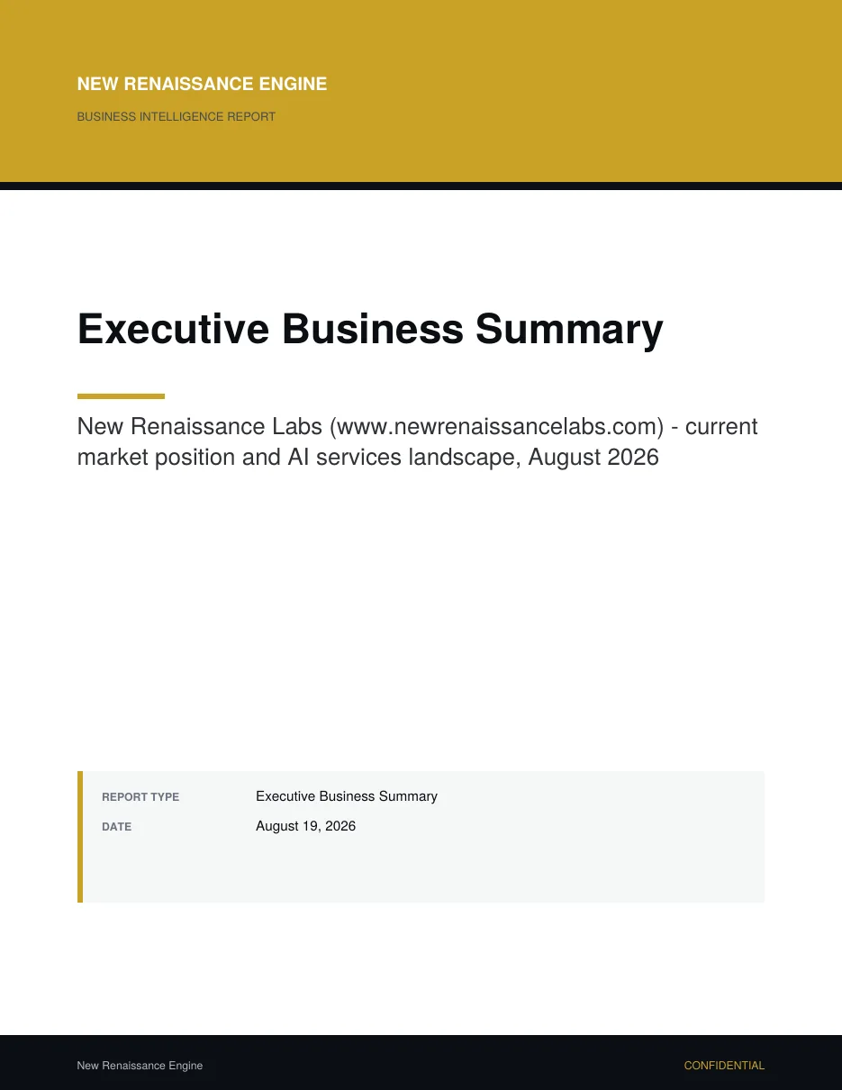 The cover page of a real DILIGENCE ENGINE™ report PDF: masthead, title, subject and the meta card.